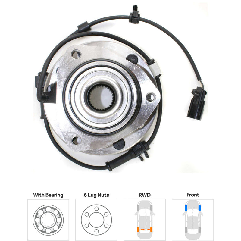4-Piece Kit Front Driver And Passenger Side Wheel Hub Includes Tie Rod Ends