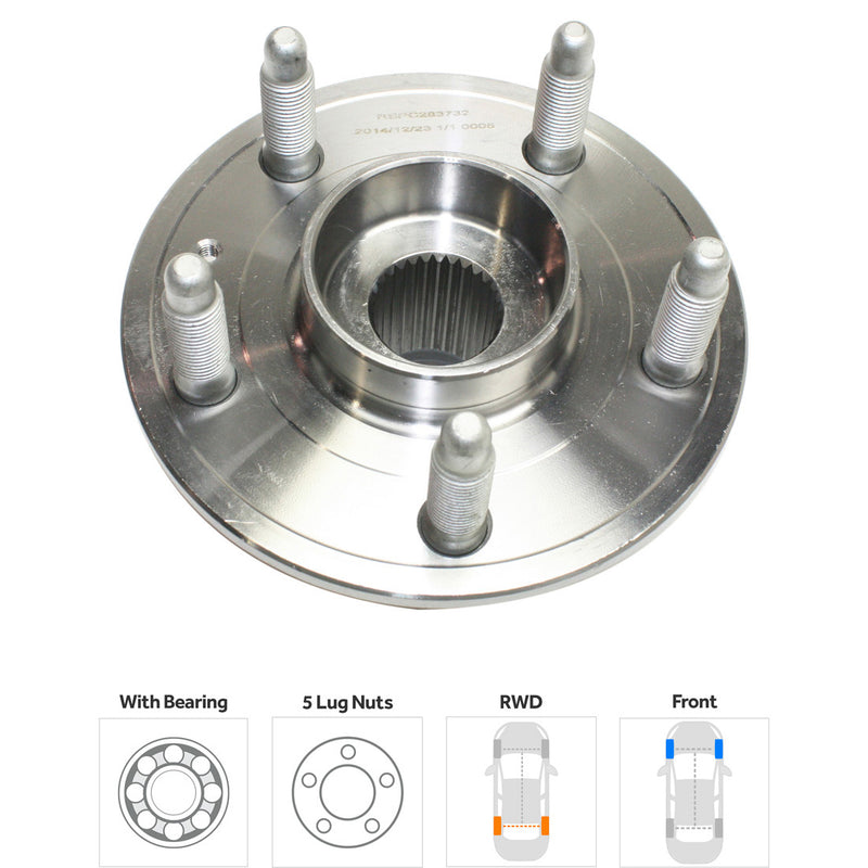 4-Pc Kit - Front Driver and Passenger Side Wheel Hub includes Tie Rod Ends