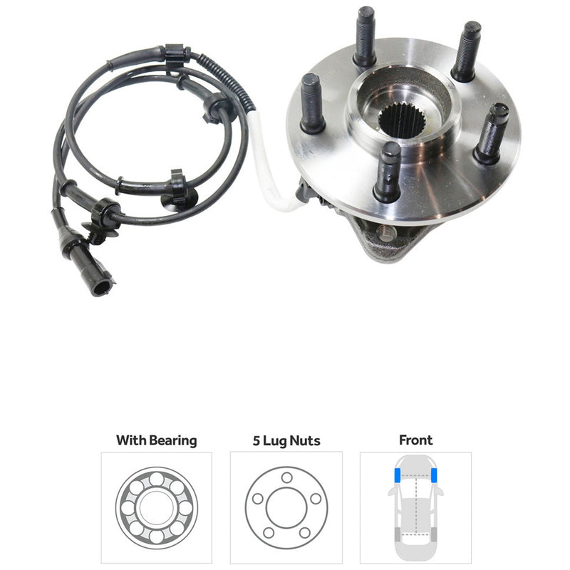 Front Driver or Passenger Side Wheel Hub With Bearing With Sensor 5 x 4.5 in. Bolt Pattern