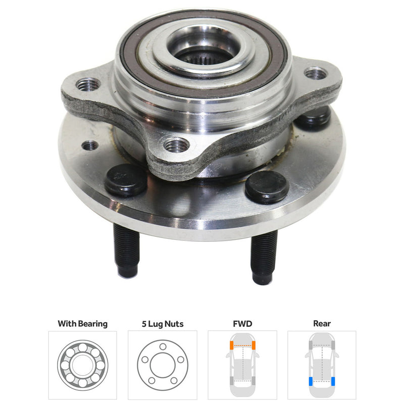 Rear, Driver or Passenger Side Wheel Hub, With Bearing, 5 x 4.5 in. Bolt Pattern, Front Wheel Drive