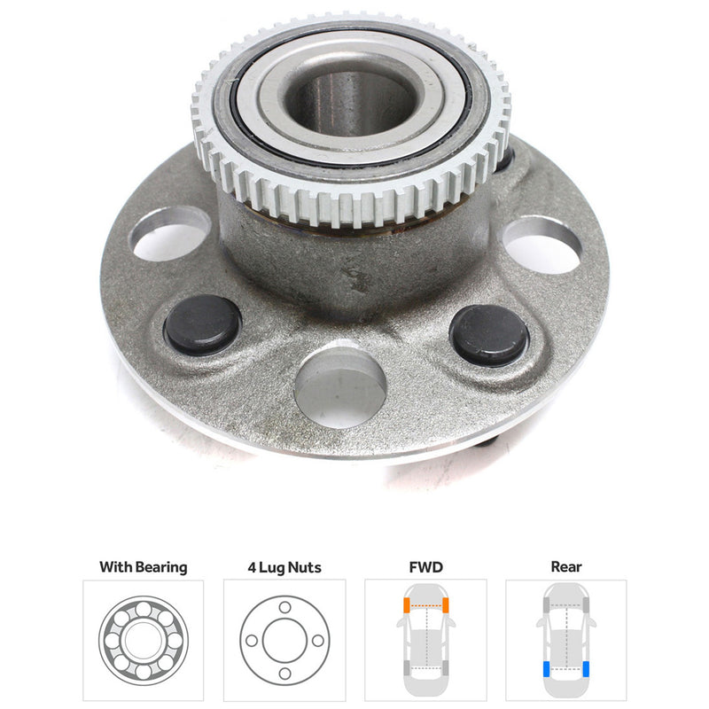 Rear, Driver or Passenger Side Wheel Hub, With Bearing, 4 x 3.94 in. Bolt Pattern, 4 Cyl., 1.7L Engine
