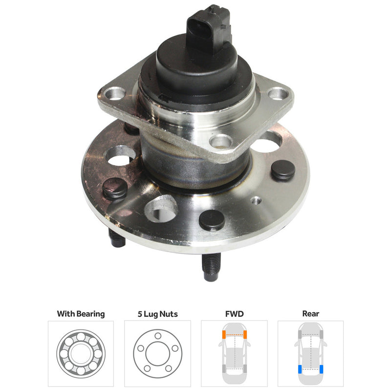 Rear, Driver or Passenger Side Wheel Hub, With Bearing, With Sensor, 5 x 4.52 in. Bolt Pattern
