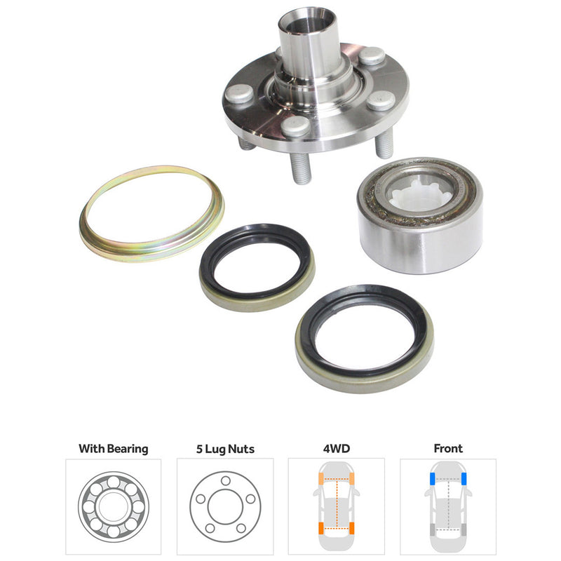 Front, Driver or Passenger Side Wheel Hub, With Bearing, 5 x 3.94 in. Bolt Pattern