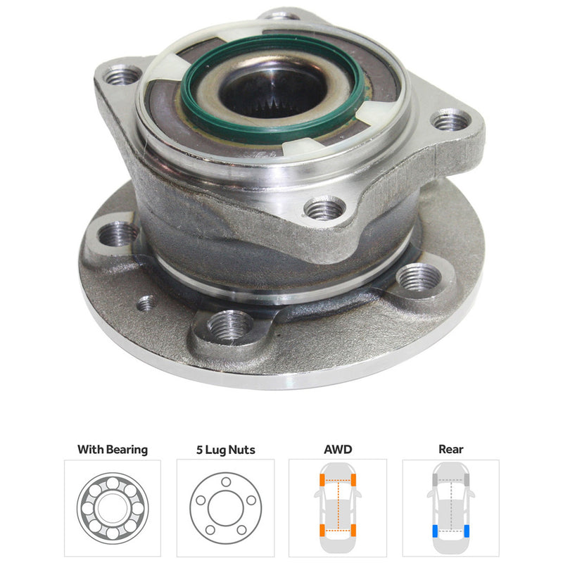 Rear, Driver or Passenger Side Wheel Hub, With Bearing, 5 x 4.25 in. Bolt Pattern