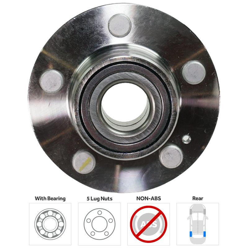 Rear, Driver or Passenger Side Wheel Hub, With Bearing, 5 x 4.5 in. Bolt Pattern