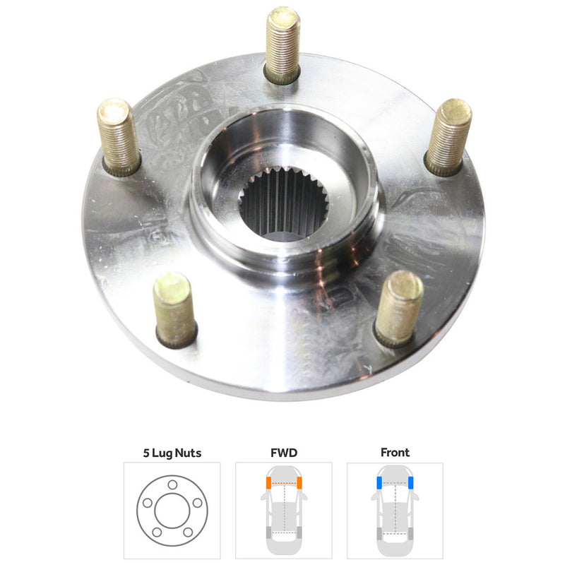 Front, Driver or Passenger Side Wheel Hub, With Bearing, 5 x 5.5 in. Bolt Pattern