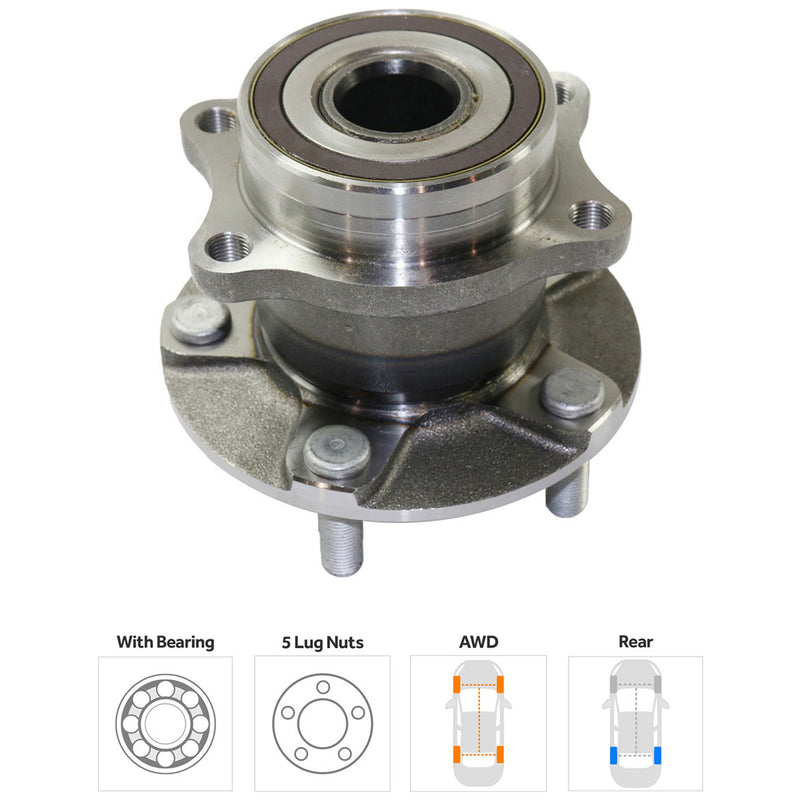 Rear, Driver or Passenger Side Wheel Hub, With Bearing, 5 x 4.5 in. Bolt Pattern, 4 Cyl., 2.5L Engine, All Wheel Drive