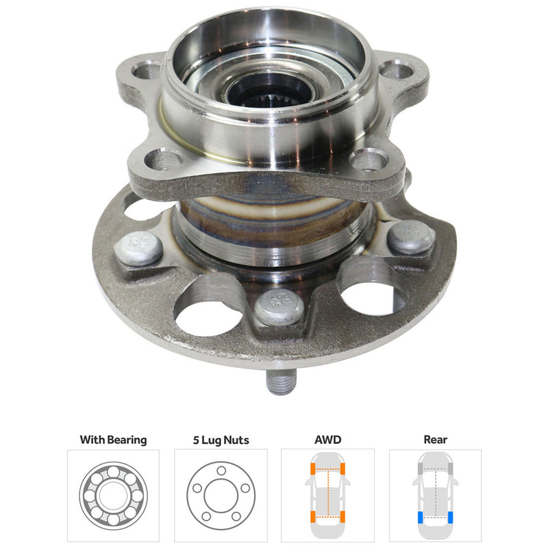Rear, Driver or Passenger Side Wheel Hub, With Bearing, 5 x 4.5 in. Bolt Pattern