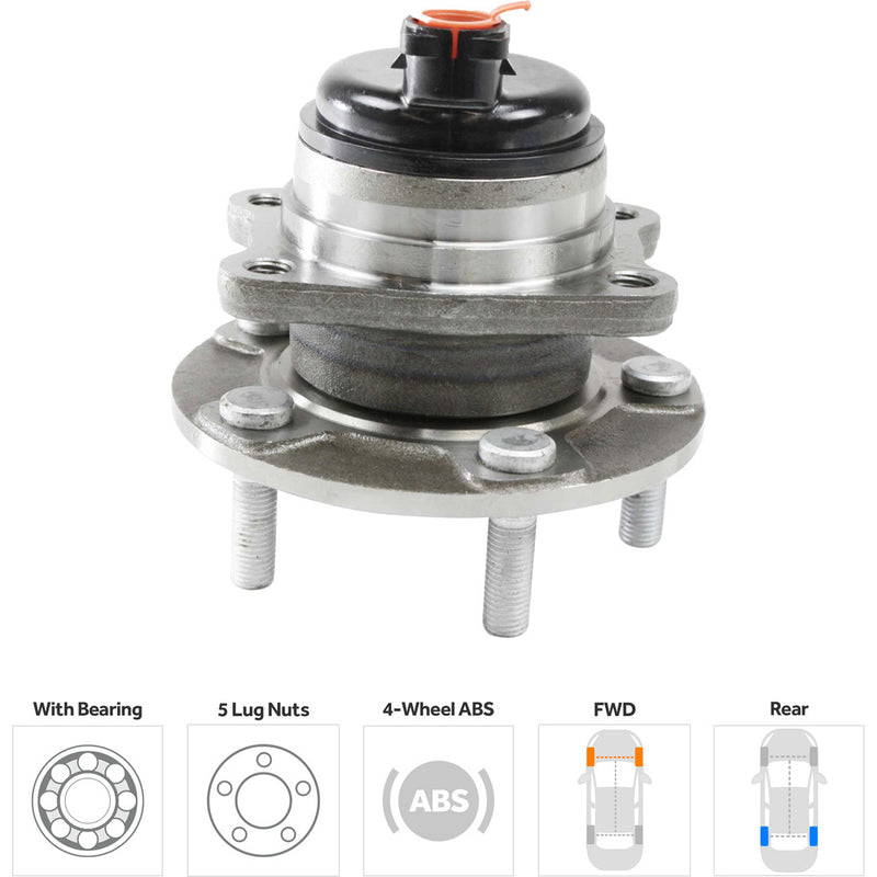 Set Of 2 - Rear Driver and Passenger Side Wheel Hubs With Bearing With Sensor