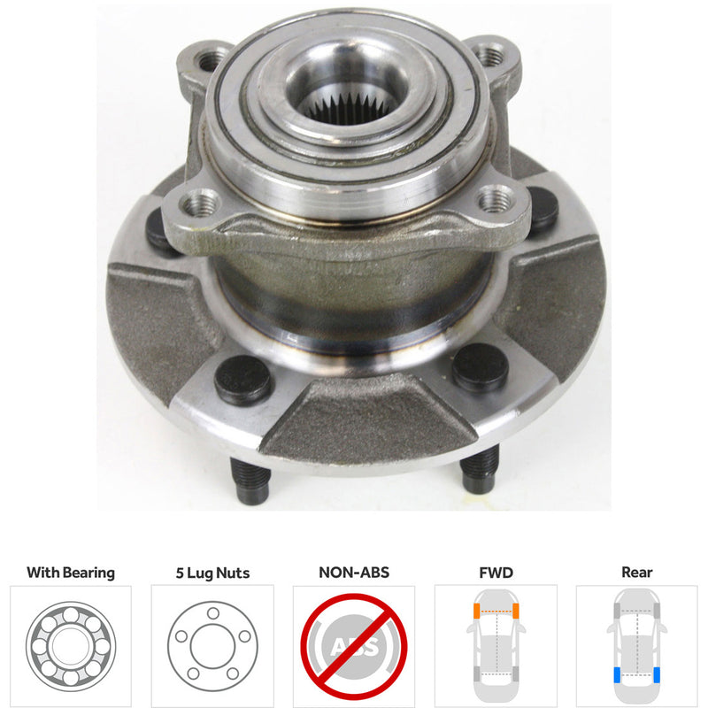 Set Of 2 - Rear Driver and Passenger Side Wheel Hubs With Bearing Non-ABS