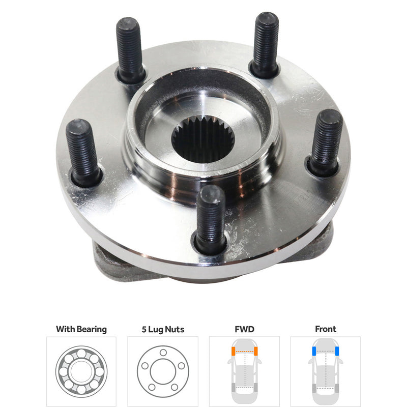 Set Of 4 - Front and Rear Driver and Passenger Side Wheel Hubs With Bearing