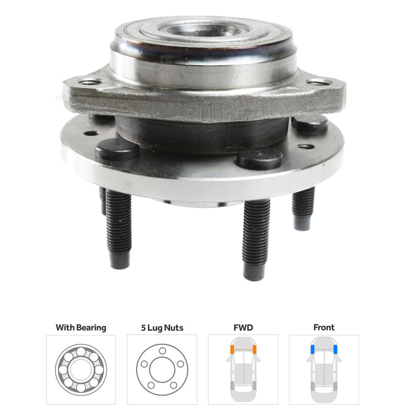 Set Of 2 - Front Driver and Passenger Side Wheel Hubs With Bearing