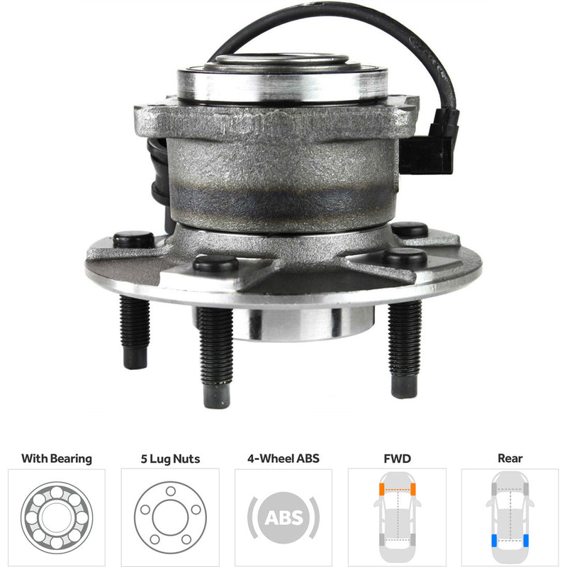Set Of 4 - Front and Rear Driver and Passenger Side Wheel Hubs With Bearing With Sensor 4-Wheel ABS