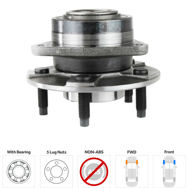 Set Of 2 - Front Driver and Passenger Side Wheel Hubs With Bearing Non-ABS