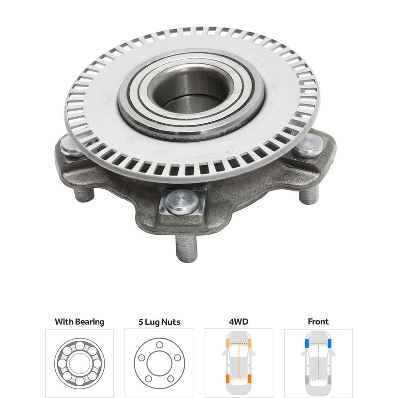 Set Of 2 - Front Driver and Passenger Side Wheel Hubs With Bearing 53-teeth tone ring
