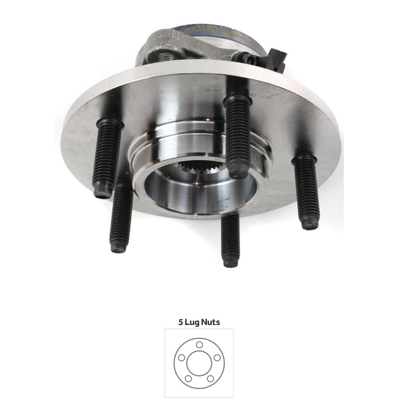Set Of 2 - Front Driver and Passenger Side Wheel Hubs With Bearing With Sensor Four Wheel Drive 4-Wheel ABS M14 Bolts