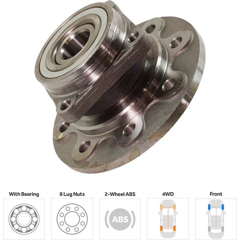 Set Of 2 - Front Driver and Passenger Side Wheel Hubs With Bearing Four Wheel Drive 2-Wheel ABS With 4 Hole Flange