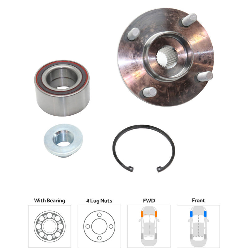 Set Of 2 - Front Driver and Passenger Side Wheel Hubs With Bearing