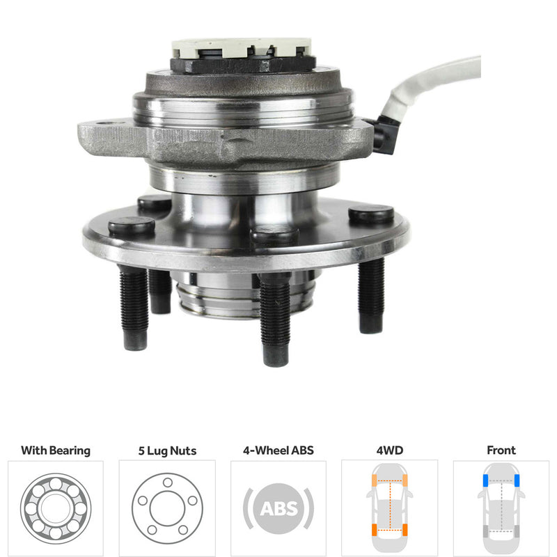 Set Of 2 - Front Driver and Passenger Side Wheel Hubs With Bearing With Sensor