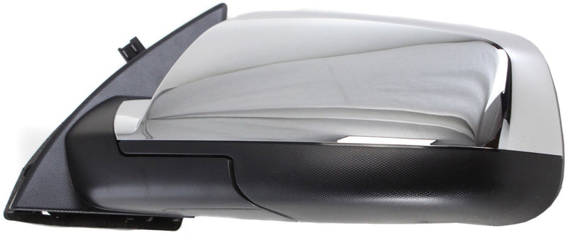 Driver and Passenger Side Mirrors, Power, Heated, Manual Folding, Chrome, Without Signal Light, With Memory, Without Blind Spot Feature | GM1320393,GM1321393