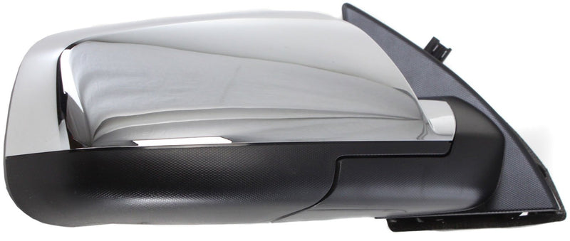 Driver and Passenger Side Mirrors, Power, Heated, Manual Folding, Chrome, Without Signal Light, With Memory, Without Blind Spot Feature | GM1320393,GM1321393
