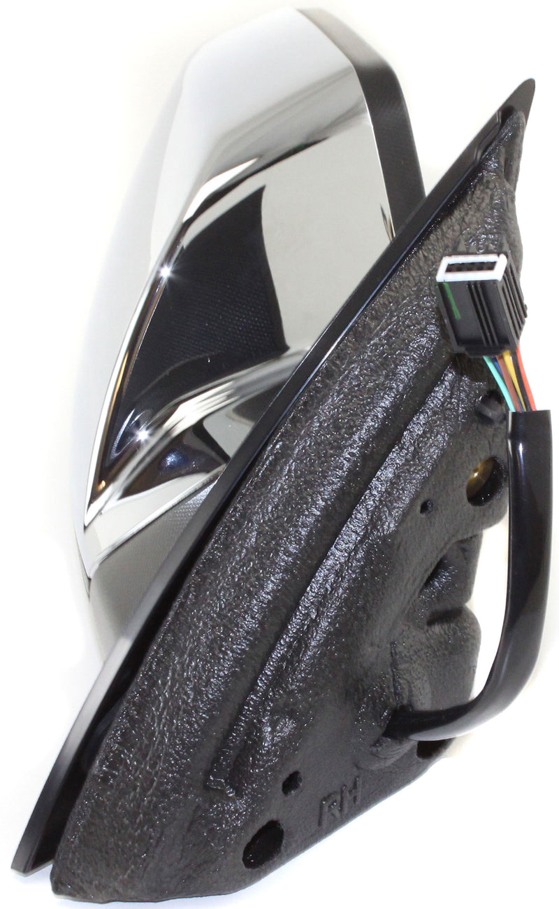 Driver and Passenger Side Mirrors, Power, Heated, Manual Folding, Chrome, Without Signal Light, With Memory, Without Blind Spot Feature | GM1320393,GM1321393