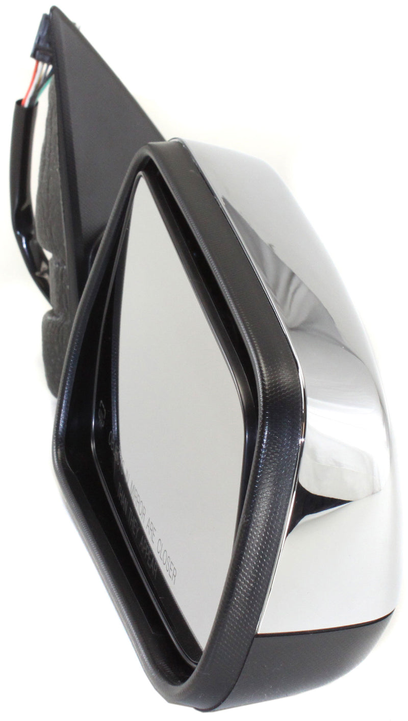 Driver and Passenger Side Mirrors, Power, Heated, Manual Folding, Chrome, Without Signal Light, With Memory, Without Blind Spot Feature | GM1320393,GM1321393