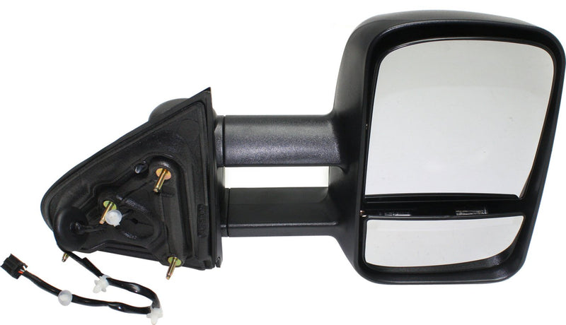 Driver and Passenger Side Towing Mirrors, Power, Heated, Manual Folding, Textured Black, without Signal Light | GM1321485,GM1320485