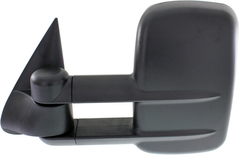 Driver and Passenger Side Towing Mirrors, Manual Adjust, Non-Heated, Manual Folding, Textured Black, without Signal Light, without Memory, without Puddle Light, without Auto-Dimming, Telescopic Type, Dual Glass, Extends 4 Inches, | GM1320416,GM1321416