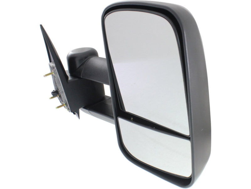 Driver and Passenger Side Towing Mirrors, Manual Adjust, Non-Heated, Manual Folding, Textured Black, without Signal Light, without Memory, without Puddle Light, without Auto-Dimming, Telescopic Type, Dual Glass, Extends 4 Inches, | GM1320416,GM1321416