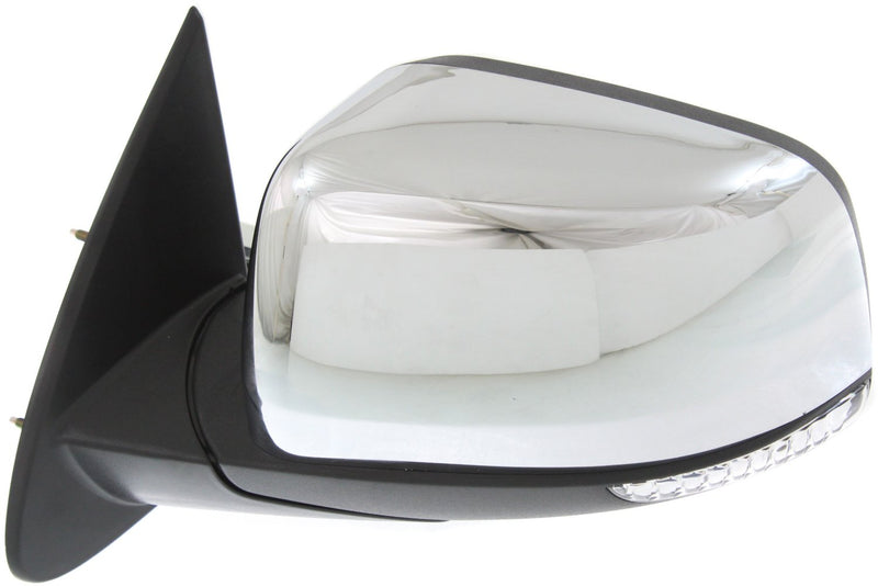 Driver and Passenger Side Mirrors, Power, Heated, Manual Folding, Chrome, In-housing Signal Light, without Blind Spot Feature | CH1321377,CH1320377