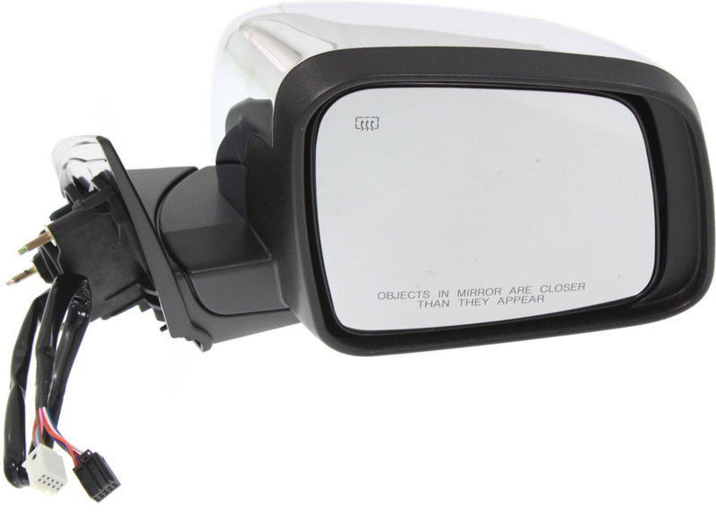Driver and Passenger Side Mirrors, Power, Heated, Manual Folding, Chrome, In-housing Signal Light, without Blind Spot Feature | CH1321377,CH1320377