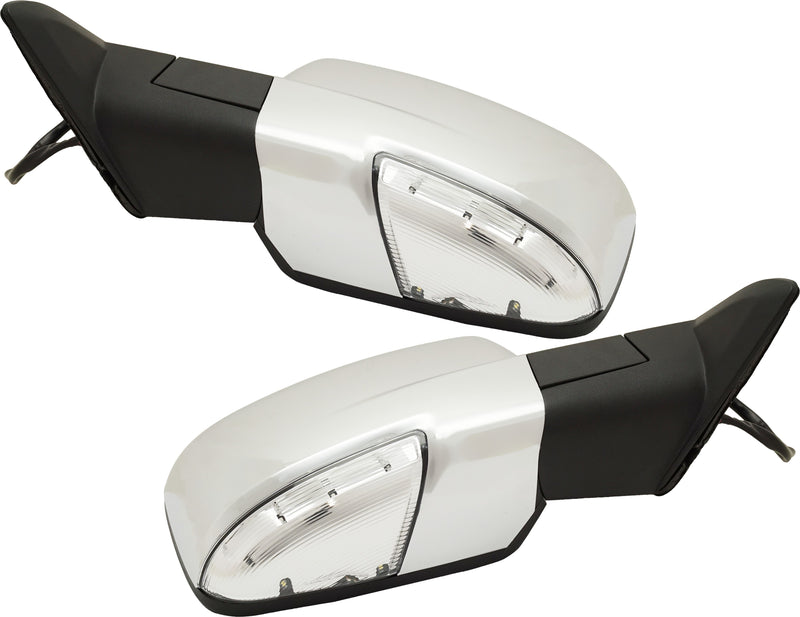 Driver and Passenger Side Mirrors, Non-Towing, Power, Power Folding, Heated, Chrome, In-housing Signal Light, Without memory, With Puddle Light, Without Auto-Dimming, Without Blind Spot Feature