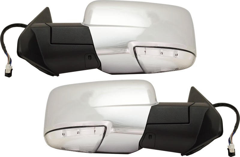 Driver and Passenger Side Mirrors, Non-Towing, Power, Power Folding, Heated, Chrome, In-housing Signal Light, Without memory, With Puddle Light, Without Auto-Dimming, Without Blind Spot Feature