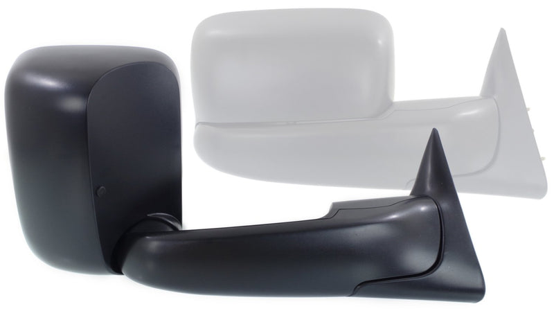 Driver and Passenger Side Towing Mirrors, Manual Adjust, Non-Heated, Manual Folding, Textured Black, with Blind Spot Glass and Brackets, Old Body Style | CH1320332,CH1321332