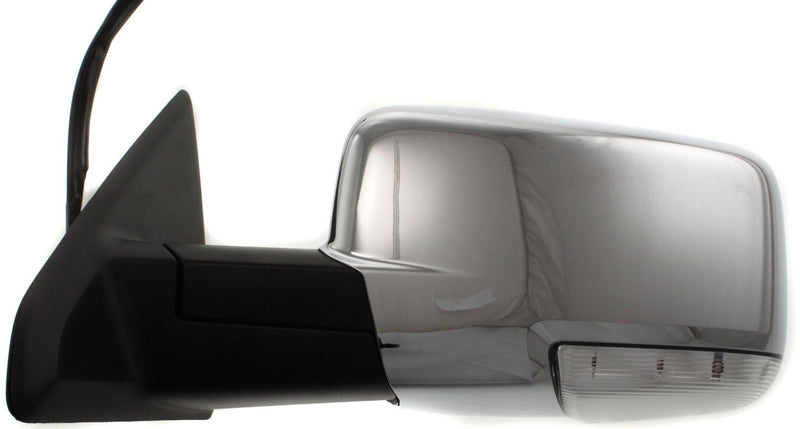 Driver and Passenger Side Mirrors, Non-Towing, Power, Manual Folding, Heated, Chrome, In-housing Signal Light, With memory, With Puddle Light, Without Auto-Dimming, Without Blind Spot Feature | CH1320292,CH1321292