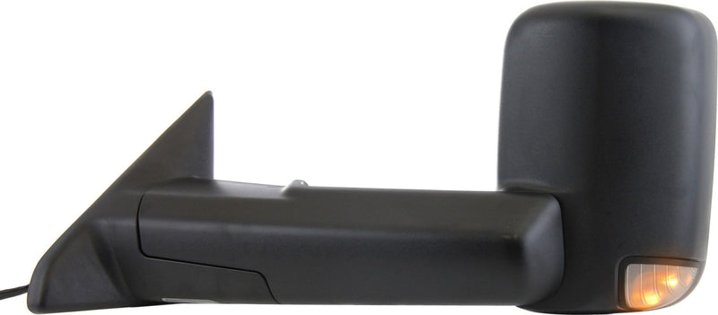 Driver and Passenger Side Towing Mirrors, Power, Heated, Manual Folding, Textured Black, without Blind Spot Feature, with Amber Signal Light Bulb | CH1320315,CH1321315