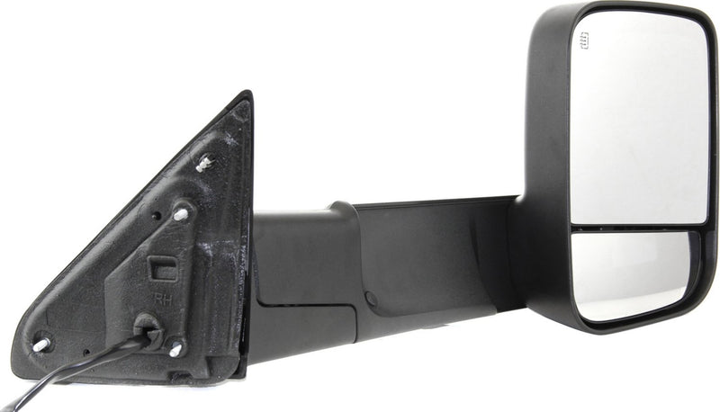 Driver and Passenger Side Towing Mirrors, Power, Heated, Manual Folding, Textured Black, without Blind Spot Feature, with Amber Signal Light Bulb | CH1320315,CH1321315