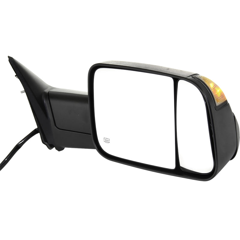 Driver and Passenger Side Towing Mirror, Power, Manual Folding, Heated, Textured Black, In-housing Signal Light, Without memory, With Puddle Light, Without Auto-Dimming, With Blind Spot Glass | CH1321350,CH1320350