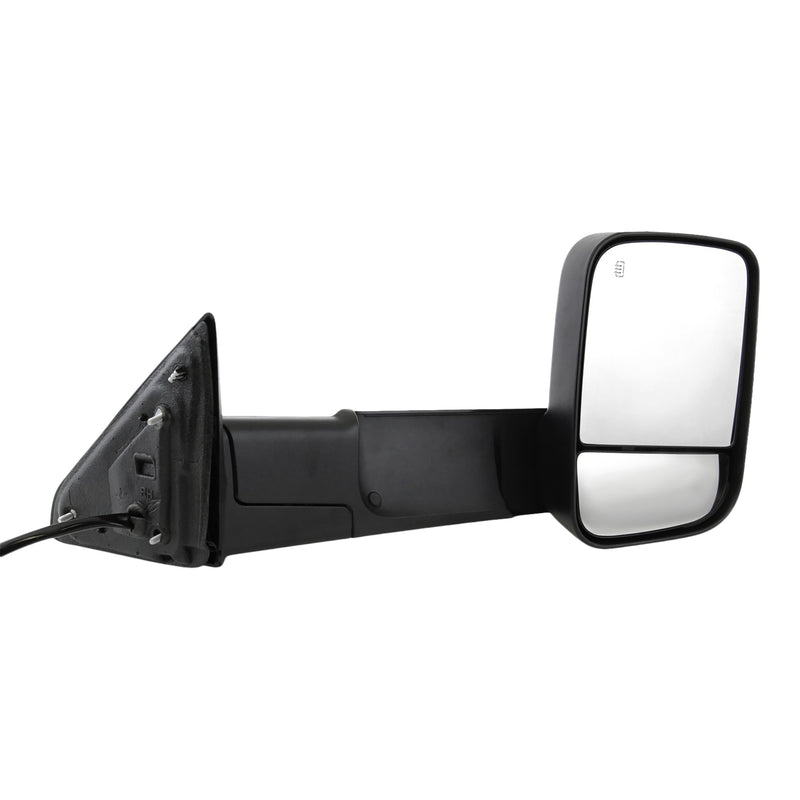 Driver and Passenger Side Towing Mirror, Power, Manual Folding, Heated, Textured Black, In-housing Signal Light, Without memory, With Puddle Light, Without Auto-Dimming, With Blind Spot Glass | CH1321350,CH1320350