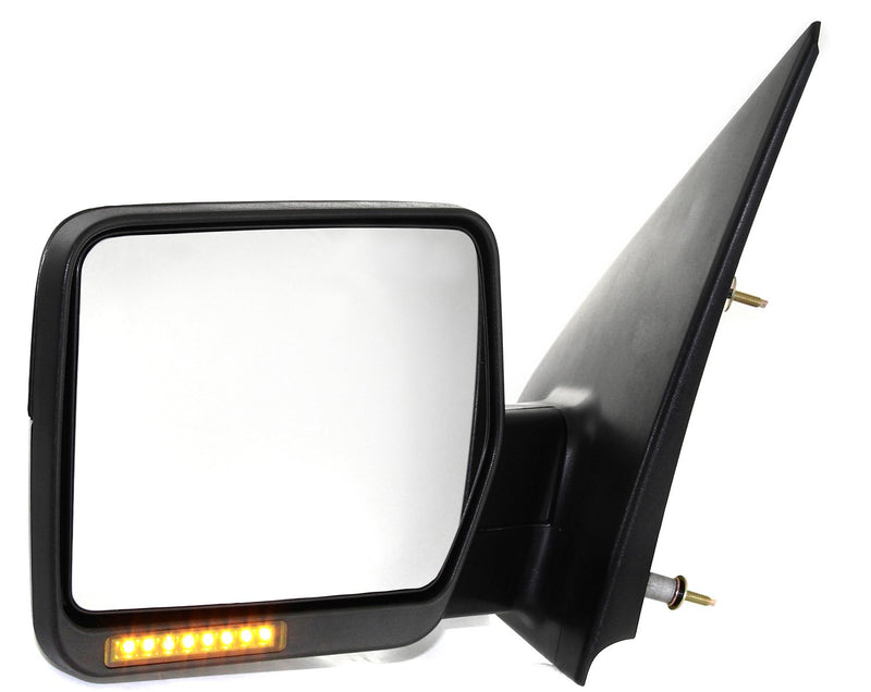 Driver and Passenger Side Mirrors, Power, Heated, Manual Folding, Textured Black, In-housing Signal Light, New Body Style