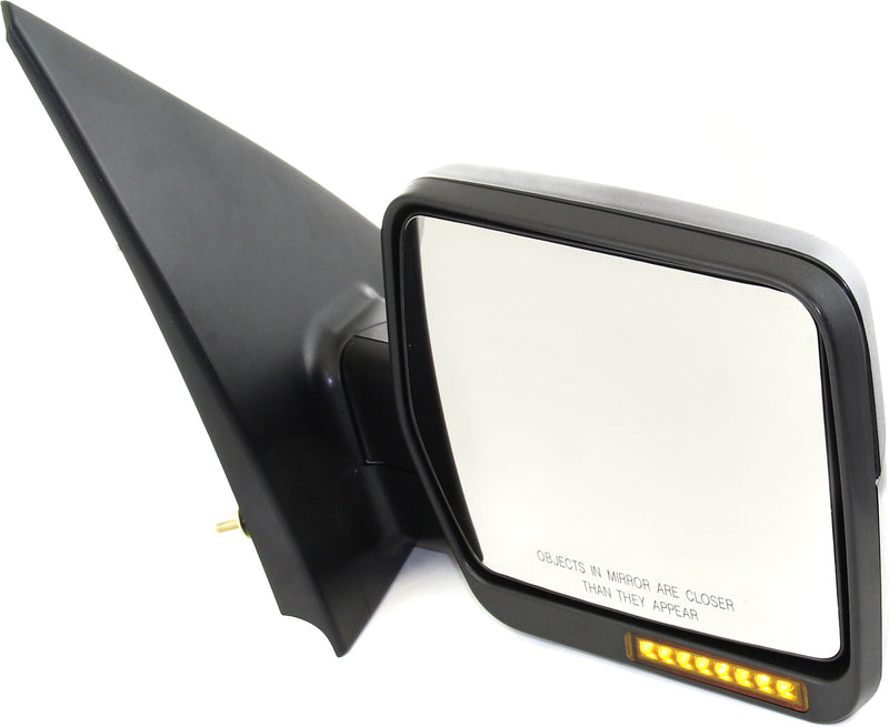 Driver and Passenger Side Mirrors, Power, Heated, Manual Folding, Textured Black, In-housing Signal Light, New Body Style