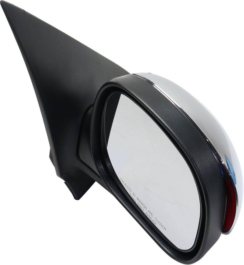 Driver and Passenger Side Non-Towing Mirrors, Power, Manual Folding, Non-Heated, Chrome, In-housing Signal Light, Without memory, Without Puddle Light, Without Auto-Dimming