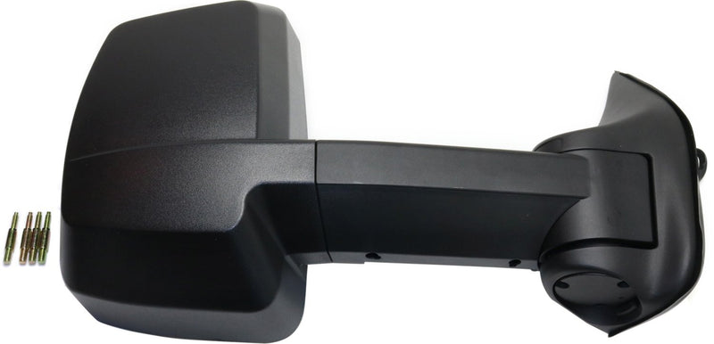 Driver and Passenger Side Towing Mirrors, Power, Manual Folding, Heated, Textured Black, Without Signal Light, Without memory, Without Puddle Light, Without Auto-Dimming