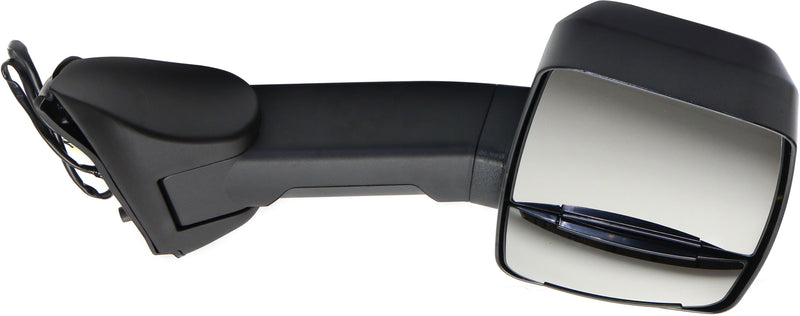 Driver and Passenger Side Towing Mirrors, Power, Manual Folding, Heated, Textured Black, Without Signal Light, Without memory, Without Puddle Light, Without Auto-Dimming