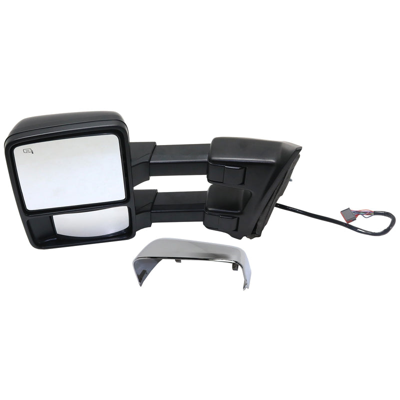 Driver and Passenger Side Towing Mirrors, Power, Heated, Power Folding, with 1 Chrome and 1 Paintable Cap, with Memory, Auto Extended Type, with Temperature Sensor, Convex Glass