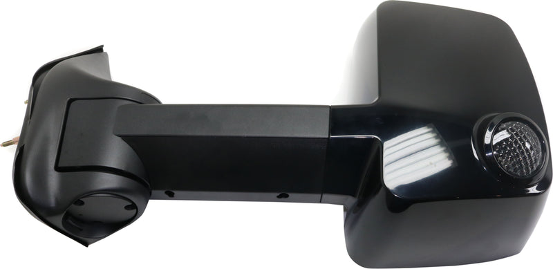 Driver and Passenger Side Towing Mirrors, Manual Adjust, Manual Folding, Non-Heated, Paintable, In-housing Signal Light, Without memory, Without Puddle Light, Without Auto-Dimming