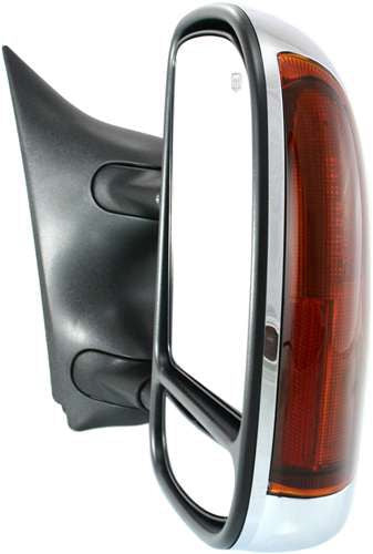 Driver and Passenger Side Towing Mirror, Power, Manual Folding, Heated, Chrome, In-housing Signal Light, Without memory, Without Puddle Light, Without Auto-Dimming, With Blind Spot Glass | FO1320269,FO1320268,FO1326107,FO1321269,FO1321268,FO1327107