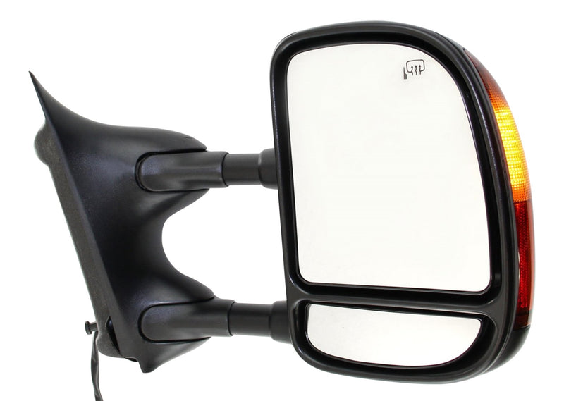Driver and Passenger Side Towing Mirror, Power, Manual Folding, Heated, Textured Black, In-housing Signal Light, Without memory, Without Puddle Light, Without Auto-Dimming, With Blind Spot Glass