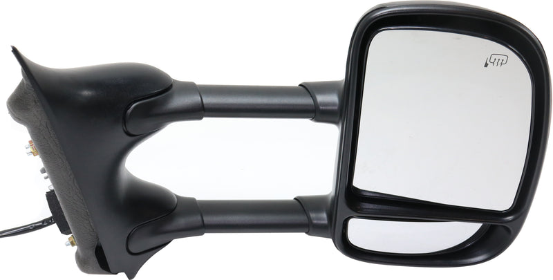 Driver and Passenger Side Towing Mirror, Power, Manual Folding, Heated, Textured Black, In-housing Signal Light, Without memory, Without Puddle Light, Without Auto-Dimming, With Blind Spot Glass